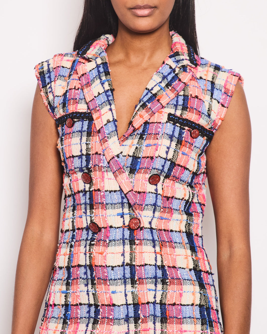 Top Quality Chanel SS/20 Pink Double Breasted Tweed Playsuit Size FR 36 (UK 8)