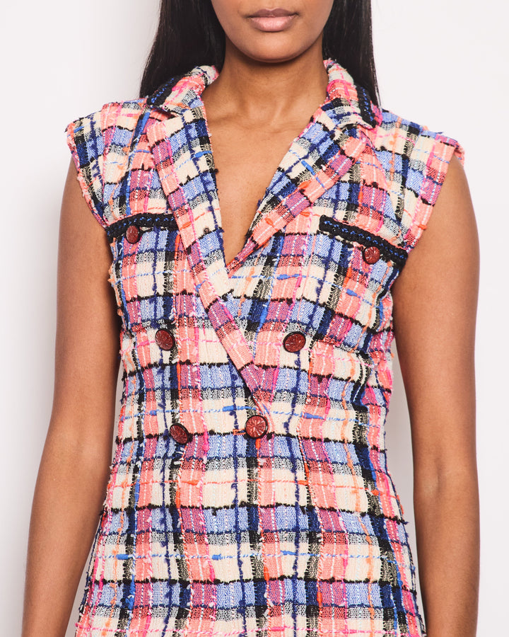 Top Quality Chanel SS/20 Pink Double Breasted Tweed Playsuit Size FR 36 (UK 8)