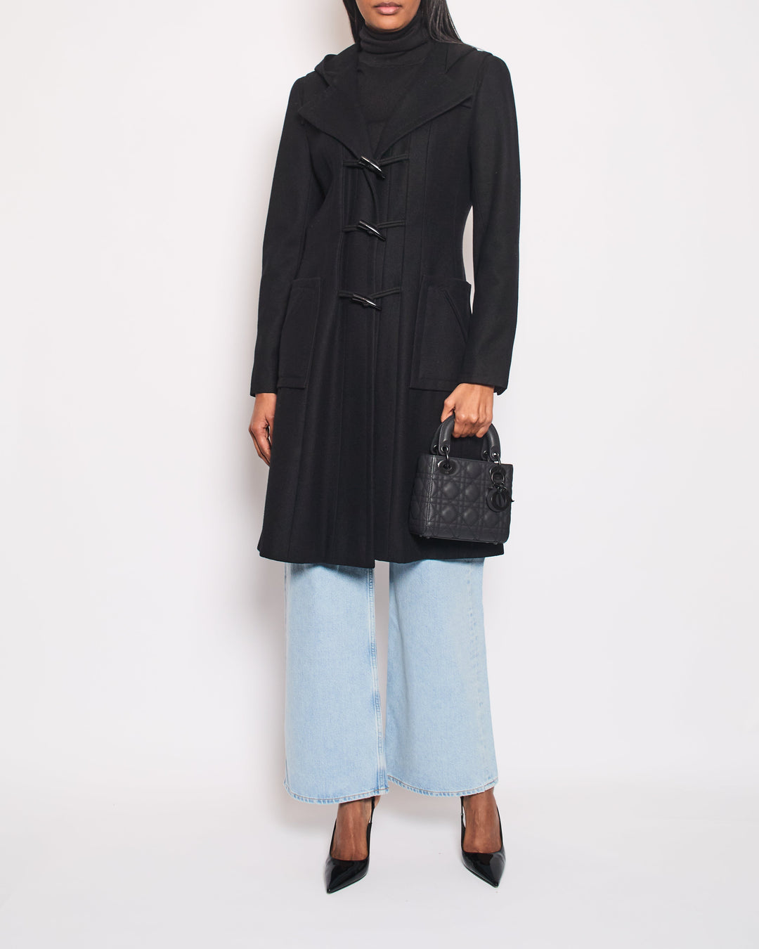 Top Quality Chanel Black Hooded Longline Wool Coat with Toggle Fasten Detail  FR 42 (UK 10)