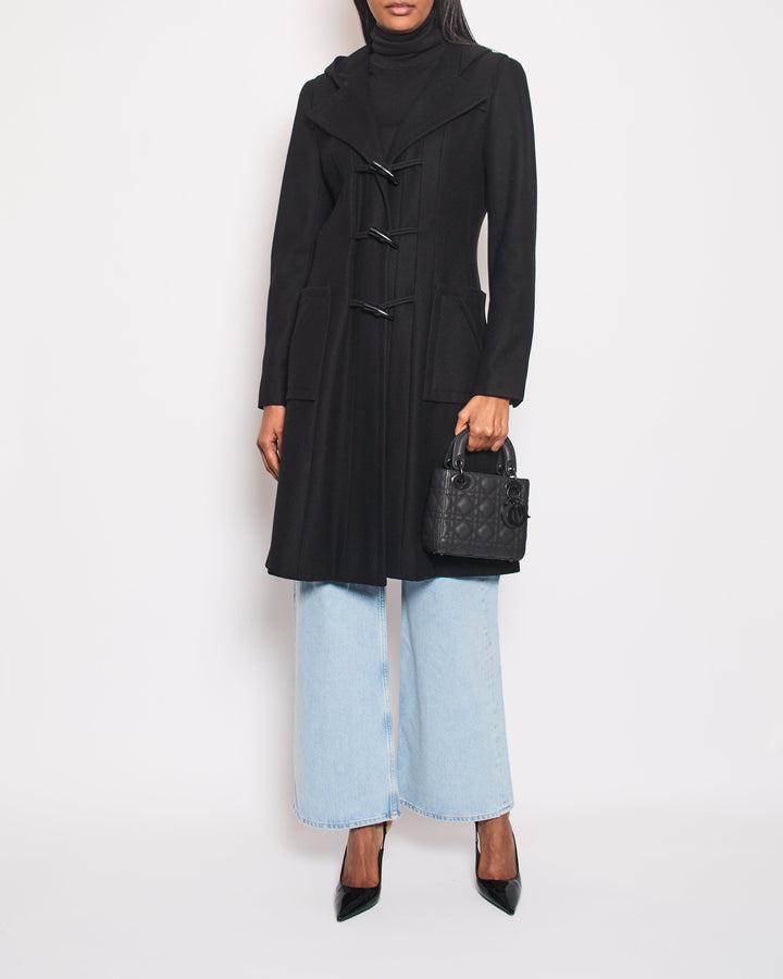 Top Quality Chanel Black Hooded Longline Wool Coat with Toggle Fasten Detail  FR 42 (UK 10)