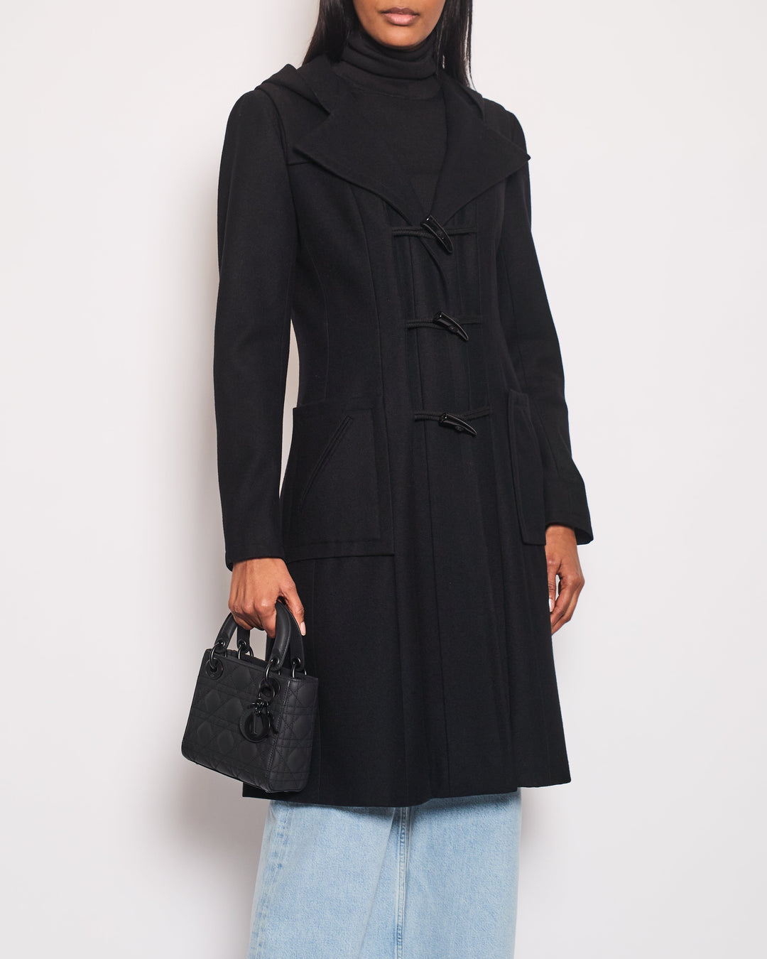 Top Quality Chanel Black Hooded Longline Wool Coat with Toggle Fasten Detail  FR 42 (UK 10)