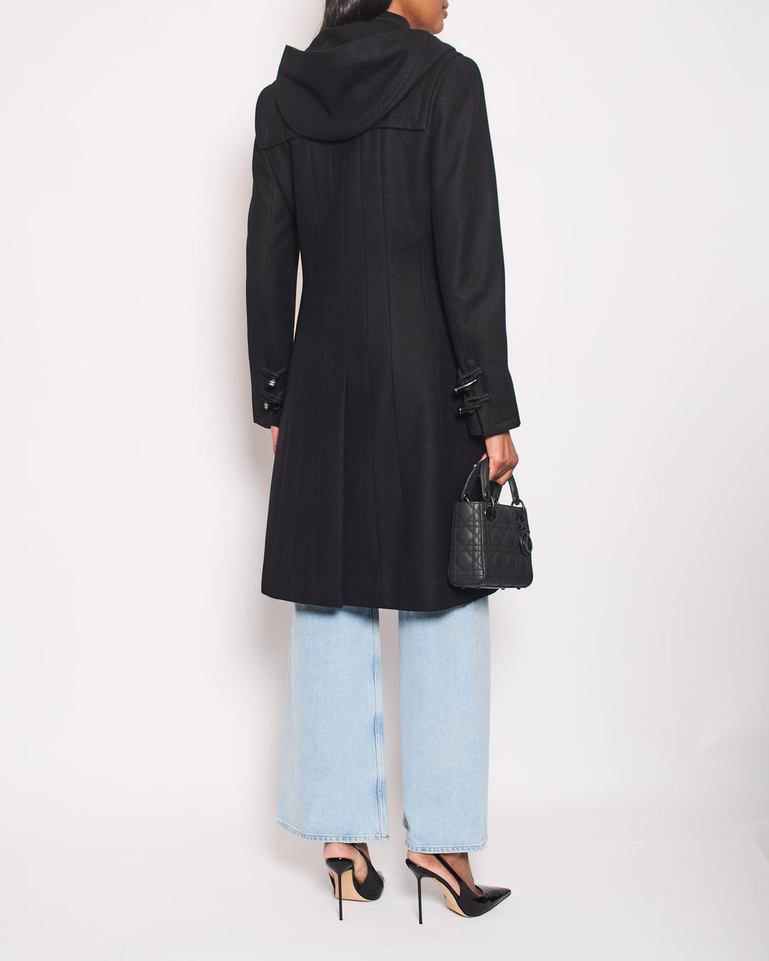 Top Quality Chanel Black Hooded Longline Wool Coat with Toggle Fasten Detail  FR 42 (UK 10)