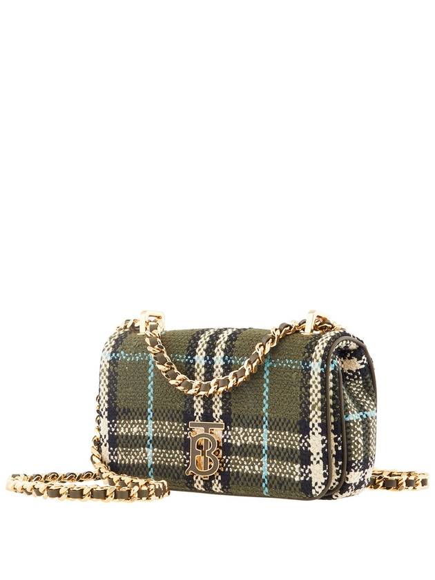 Burberry Lola Check Print Mini Shoulder Bag Olive Green
