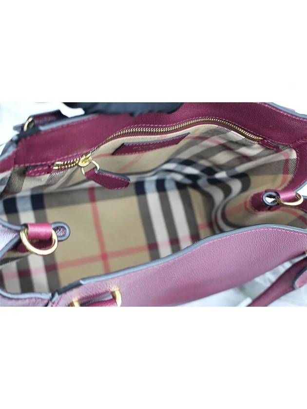 Burberry Grainy Leather Buckle Medium Tote Bag Purple