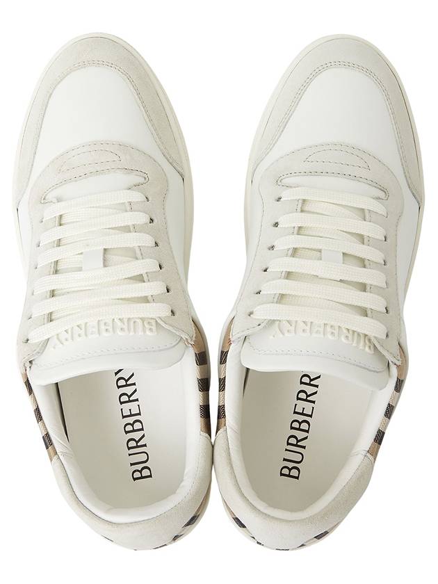 Burberry Check Leather Suede Sneakers Natural White Archive Beige