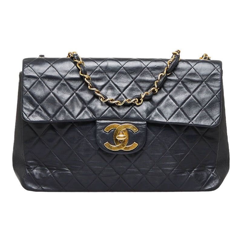 Top Quality Chanel Deca Flap Shoulder Bag Black Lambskin Ladies