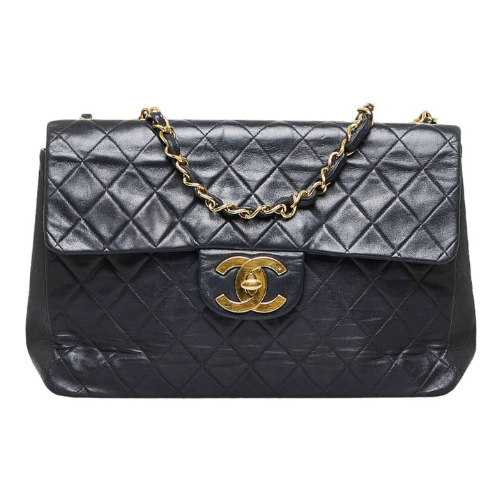 Top Quality Chanel Deca Flap Shoulder Bag Black Lambskin Ladies