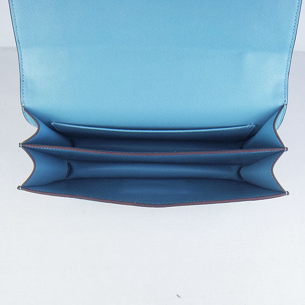 Hermes Calf Leather Message Bag H020 Light Blue Golden