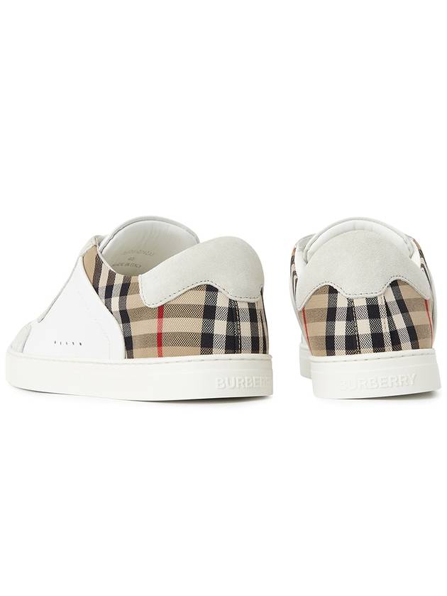Burberry Check Leather Suede Sneakers Natural White Archive Beige