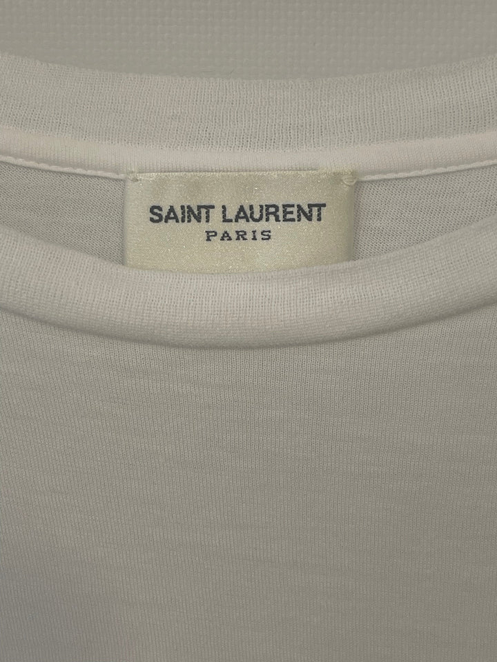 Saint Laurent White Cropped Short-Sleeve T-Shirt with Logo Detail Size S (UK 8)