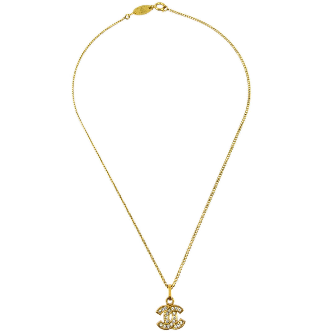 Top Quality Chanel CC Chain Pendant Necklace Rhinestone Gold 3311/1982