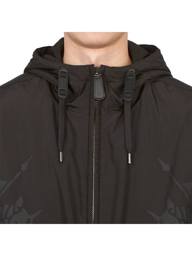 Burberry Men's Equestrian Knight Print Hooded Jacket Black