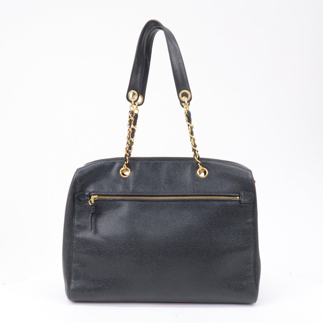 Top Quality Chanel Caviar Skin Chain Tote Bag Shoulder Bag Gold Black