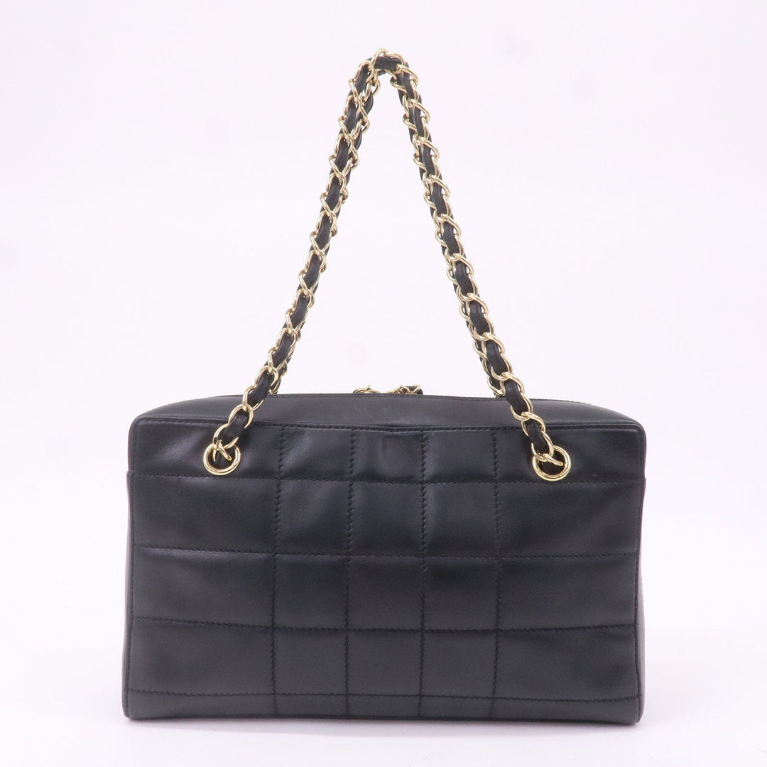 Top Quality Chanel Chocolate Bar Lamb Skin Chain Shoulder Bag Black