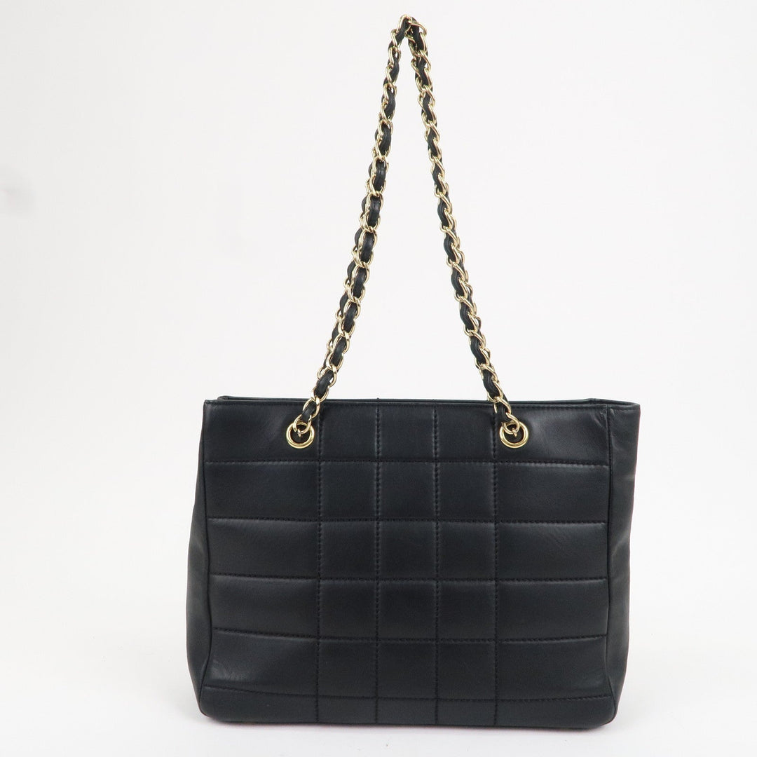 Top Quality Chanel Chocolate Bar Lamb Skin Chain Tote Bag Black