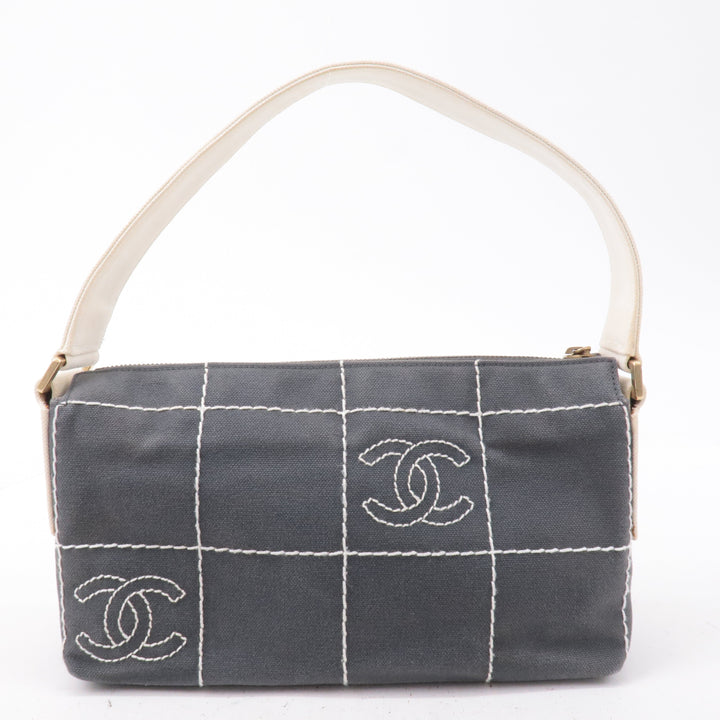 Top Quality Chanel Chocolate Bar Wild Stitch Canvas Hand Bag Gray