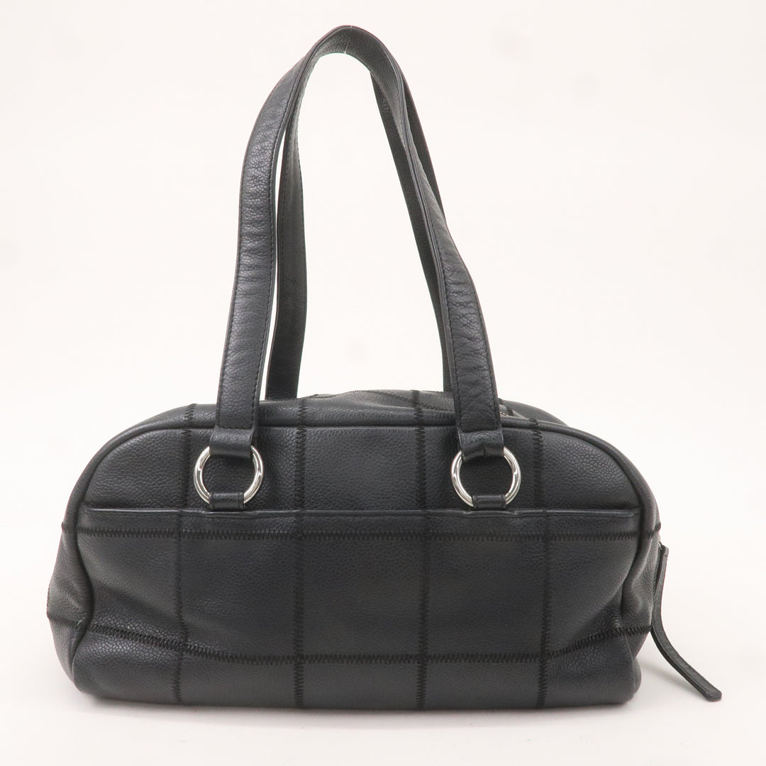 Top Quality Chanel Chocolate Bar Caviar Skin Boston Bag Black A26135