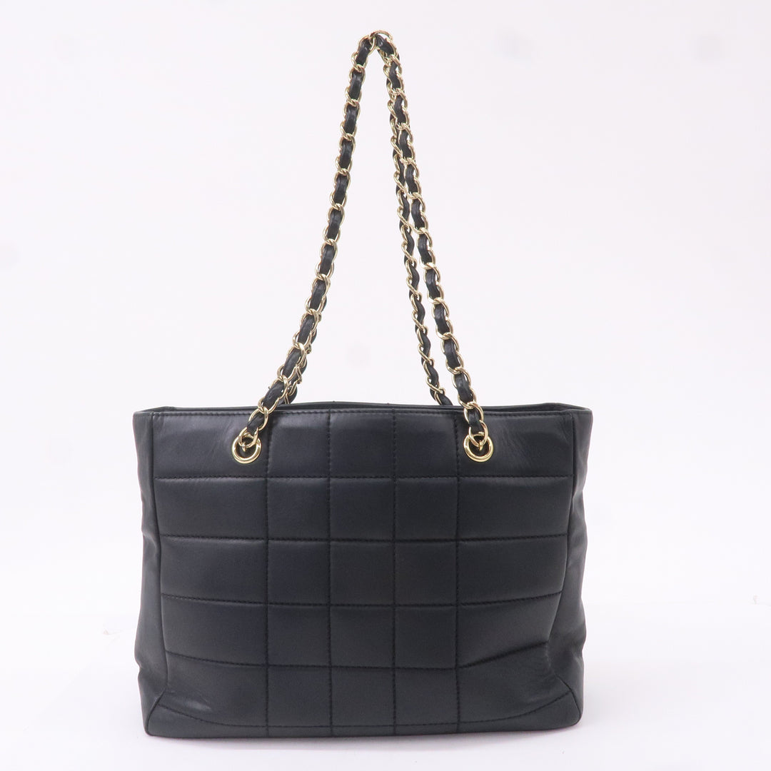 Top Quality Chanel Chocolate Bar Lamb Skin Chain Tote Bag Black A17859
