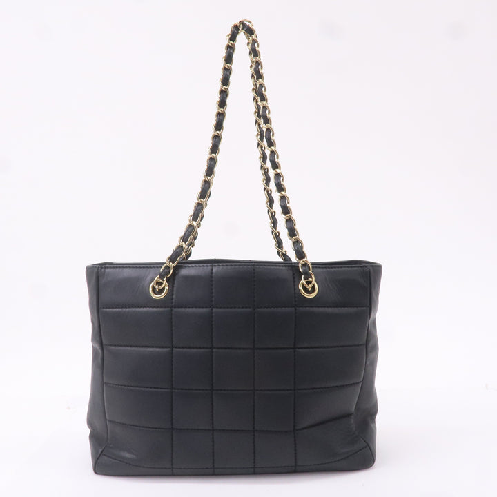 Top Quality Chanel Chocolate Bar Lamb Skin Chain Tote Bag Black A17859