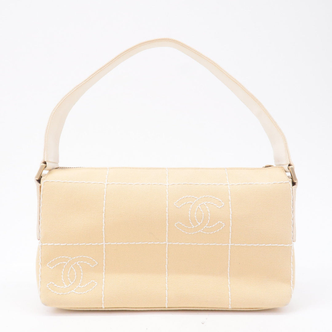 Top Quality Chanel Chocolate Bar Canvas Hand Bag Shoulder Bag Beige