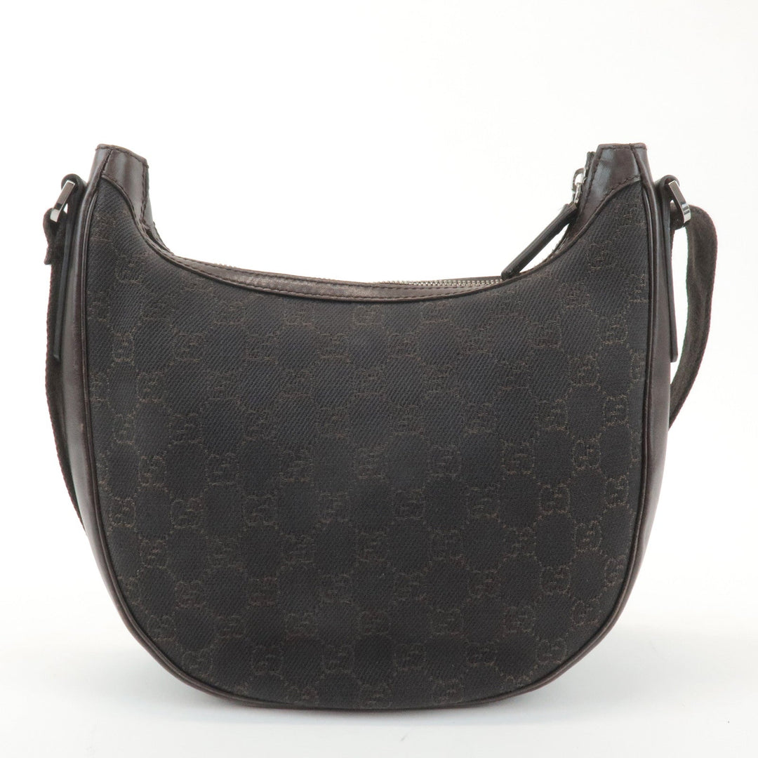 GUCCI GG Denim Leather Shoulder Bag Crossbody Dark Brownk
