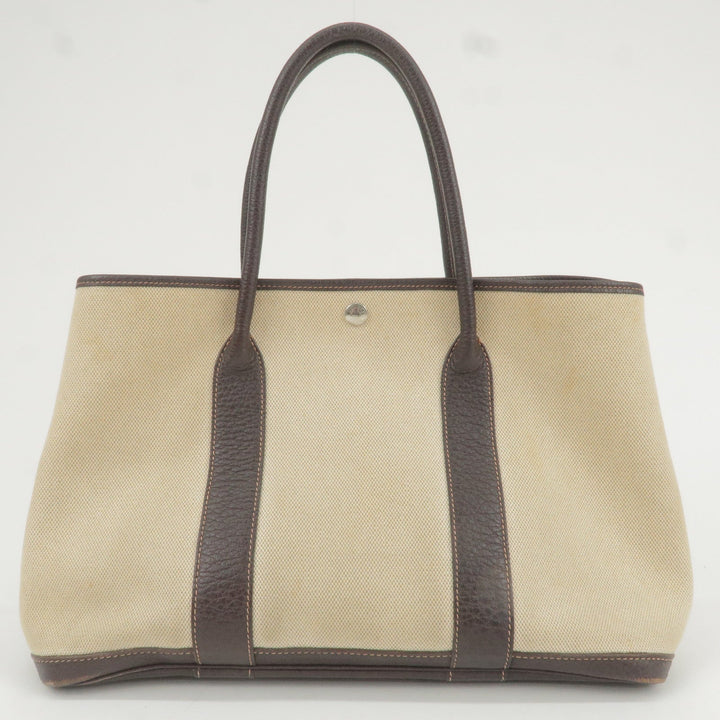 Hermes Canvas Leather Garden Party PM Tote Bag Beige G Stamp