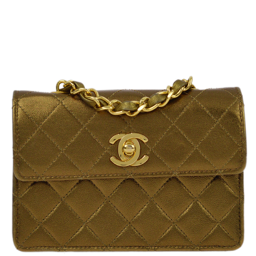 Top Quality Chanel Bronze Lambskin Straight Flap Chain Shoulder Bag