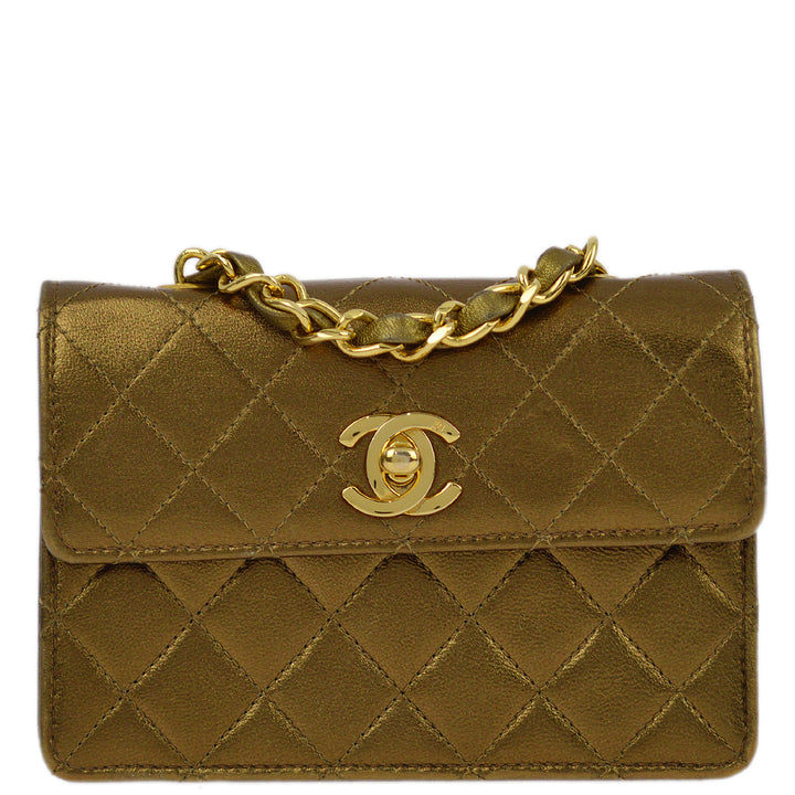 Top Quality Chanel Bronze Lambskin Straight Flap Chain Shoulder Bag