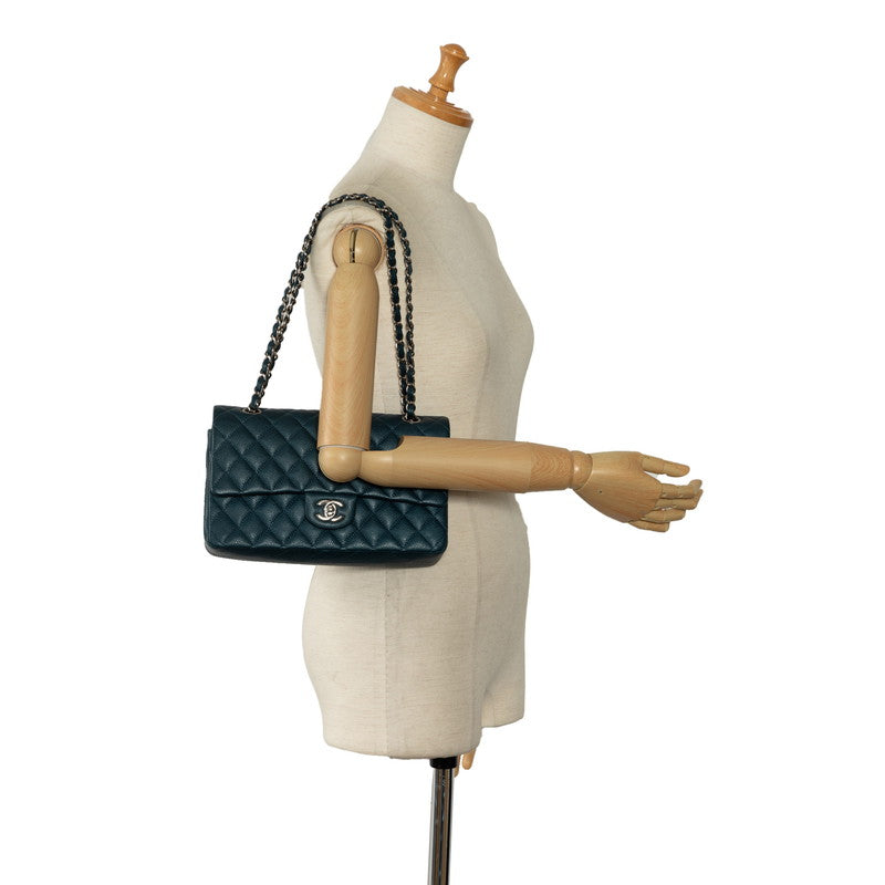 Top Quality Chanel Mattrase 25 Coco Double Flap Chain Shoulder Bag Blue Silver Caviar S  CHANEL