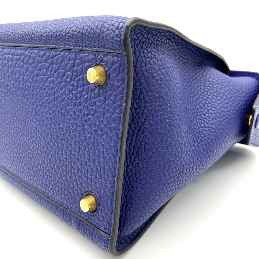 Céline Borsa a mano in pelle con anello piccolo Celine blu LA31565