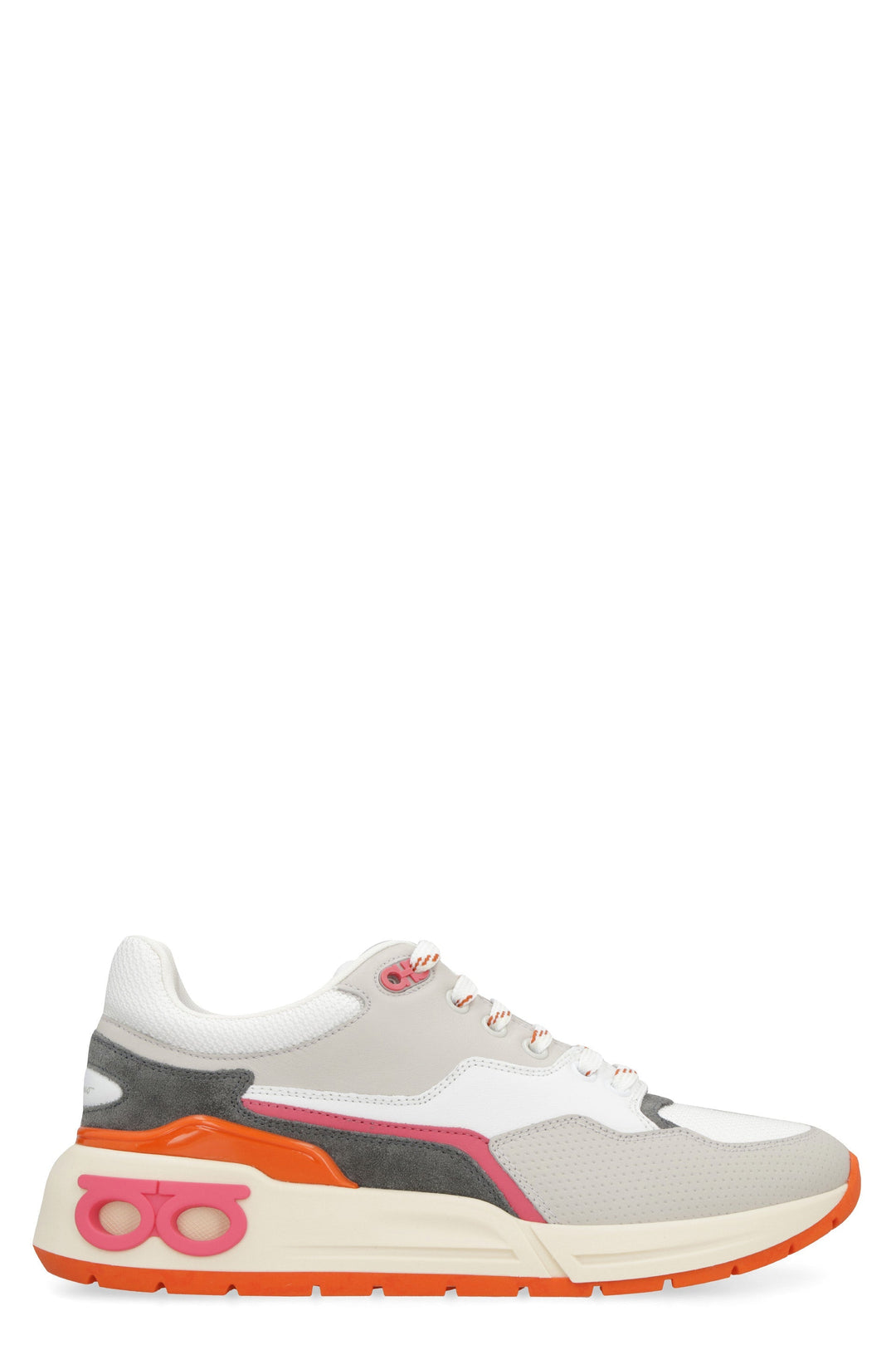LEATHER AND FABRIC LOW-TOP SNEAKERS