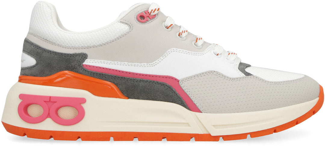 LEATHER AND FABRIC LOW-TOP SNEAKERS