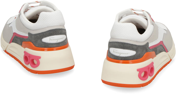 LEATHER AND FABRIC LOW-TOP SNEAKERS