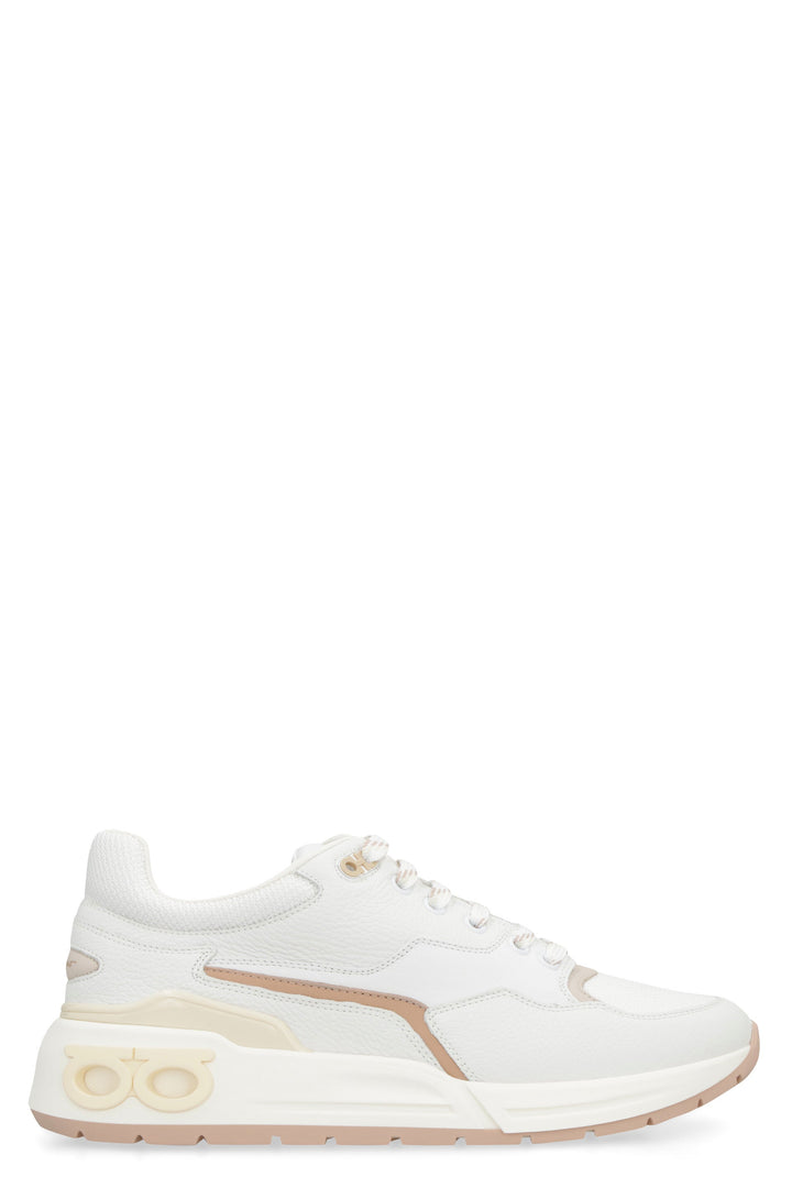 LEATHER AND FABRIC LOW-TOP SNEAKERS