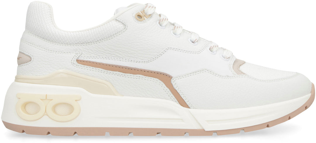 LEATHER AND FABRIC LOW-TOP SNEAKERS