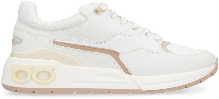 LEATHER AND FABRIC LOW-TOP SNEAKERS