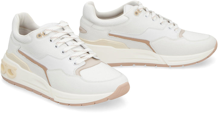 LEATHER AND FABRIC LOW-TOP SNEAKERS