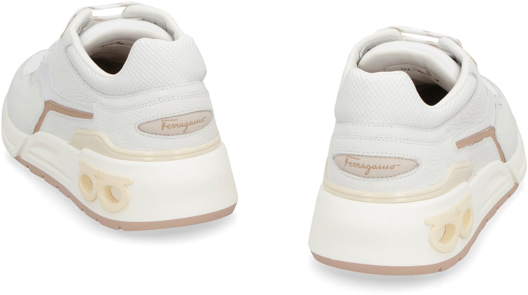 LEATHER AND FABRIC LOW-TOP SNEAKERS