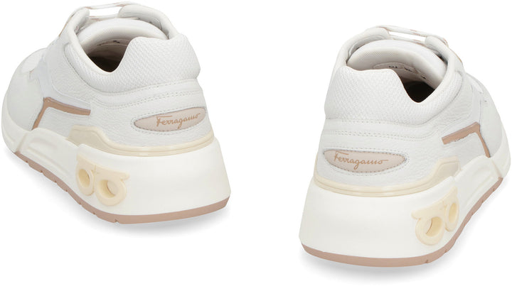 LEATHER AND FABRIC LOW-TOP SNEAKERS