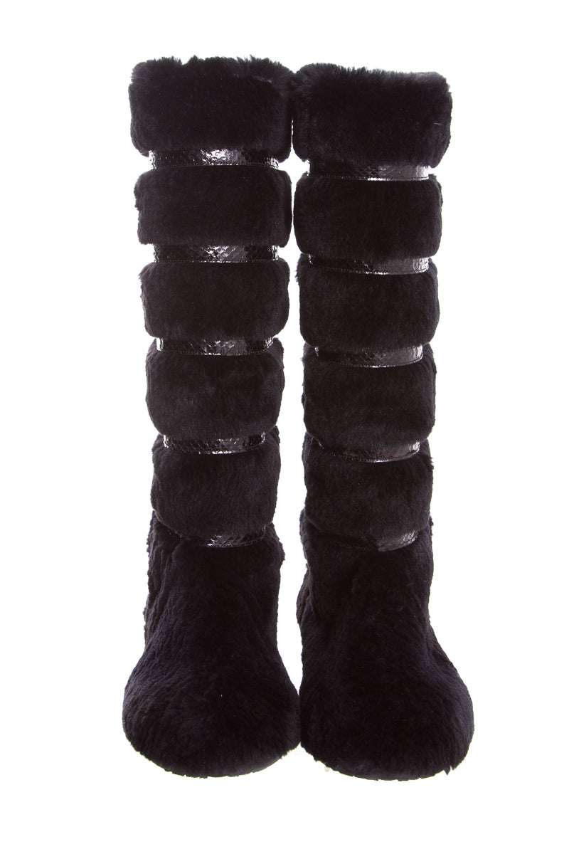 Jimmy Choo Black Fur Boots SZ 37