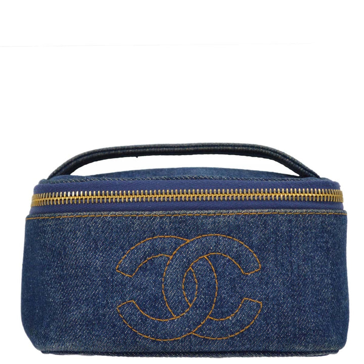 Top Quality Chanel Blue Denim Timeless Vanity Handbag