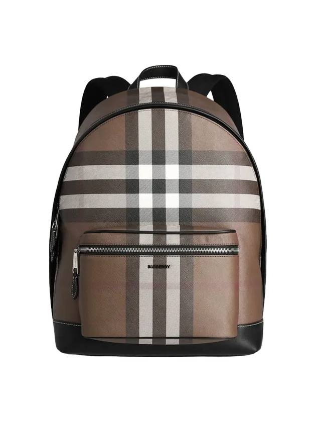 Burberry JETT check leather backpack dark brown
