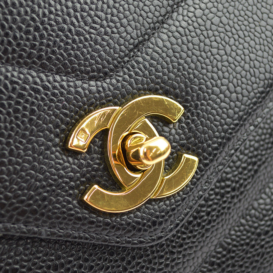 Top Quality Chanel Black Caviar V-Stitch Mini Square Shoulder Bag 17