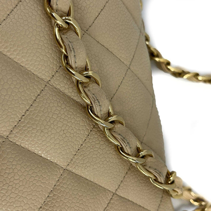 Chanel - Large CC Caviar Leather Double New Tan Shoulder Bag