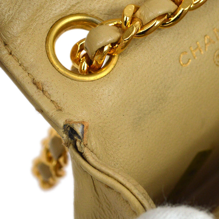 Top Quality Chanel 1989 Beige Lambskin Micro Classic Flap Belt Bag