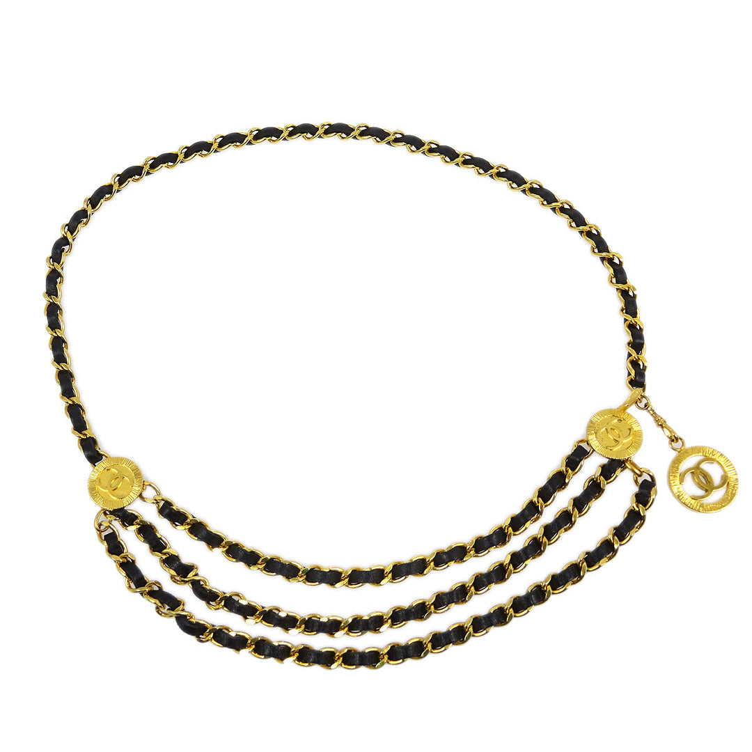 Top Quality Chanel Medallion Chain Belt Black 1984 Small New