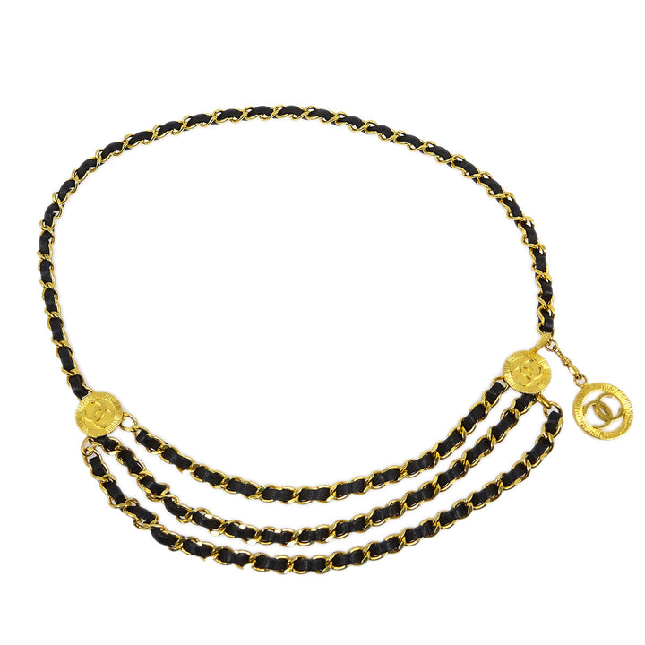 Top Quality Chanel Medallion Chain Belt Black 1984 Small New