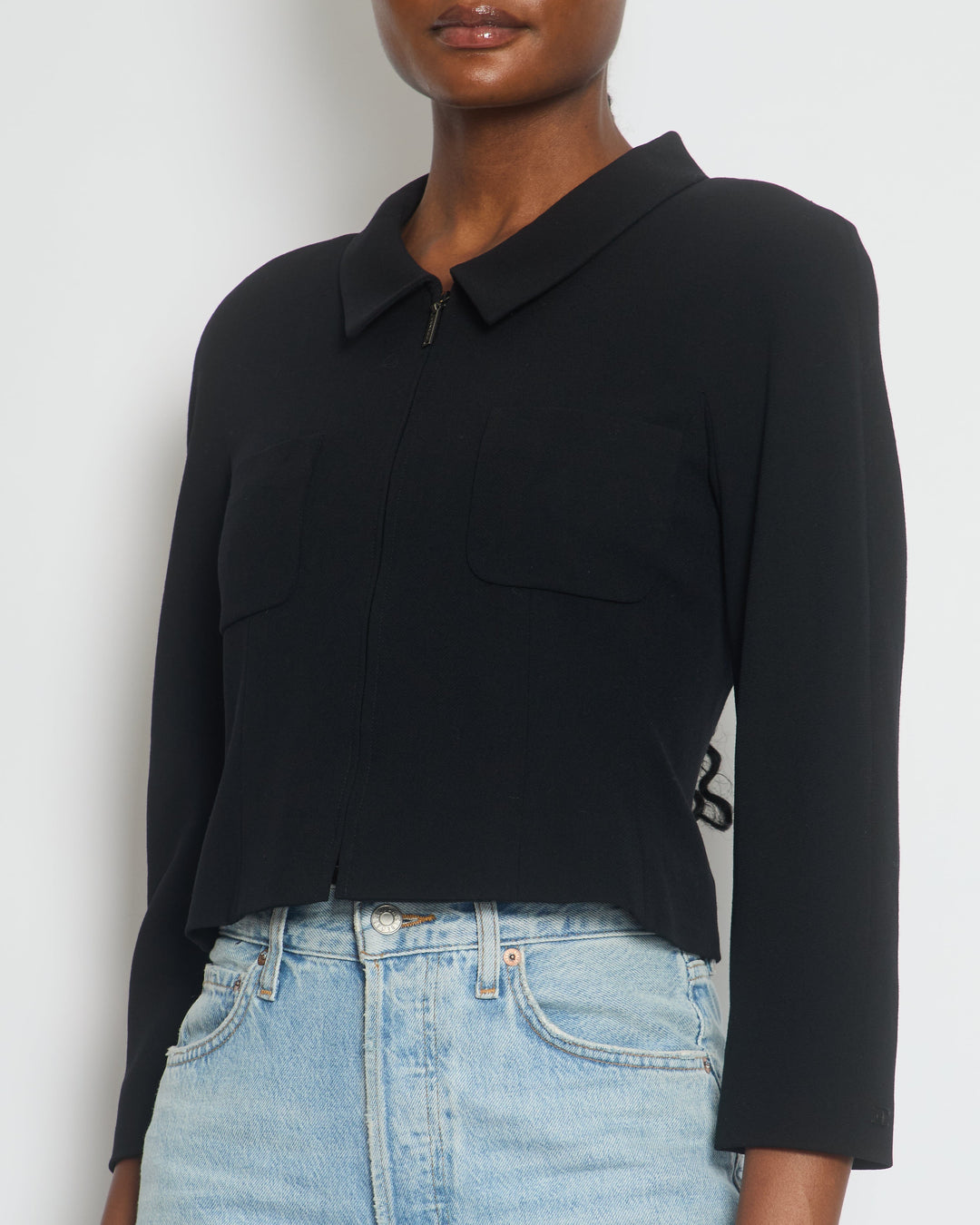Top Quality Chanel 99/P Black Cropped Jacket with Pocket Detail FR 36 (UK 8)