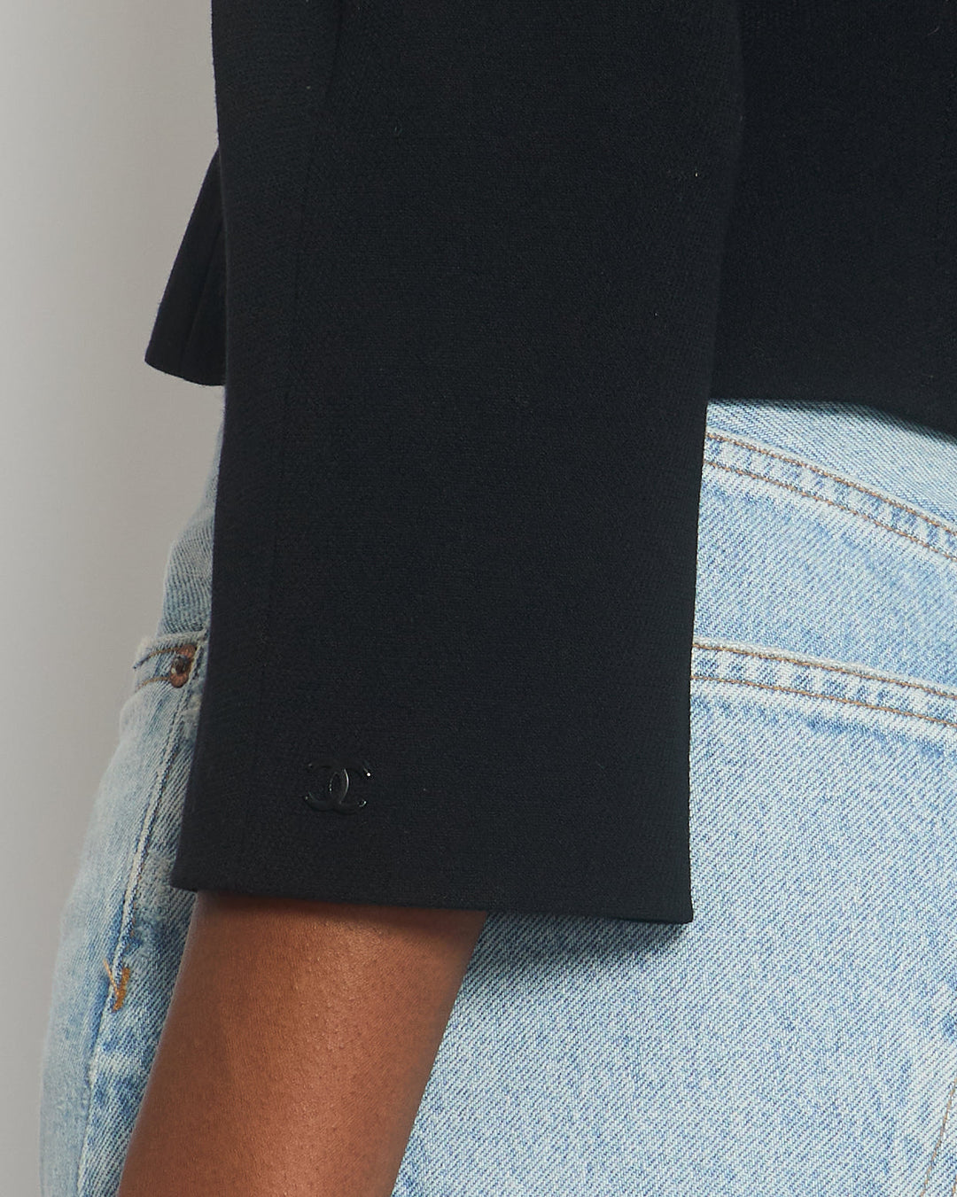 Top Quality Chanel 99/P Black Cropped Jacket with Pocket Detail FR 36 (UK 8)