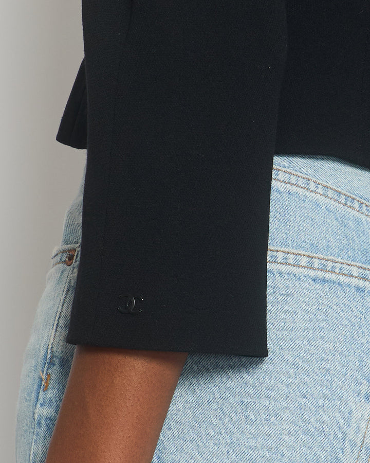 Top Quality Chanel 99/P Black Cropped Jacket with Pocket Detail FR 36 (UK 8)